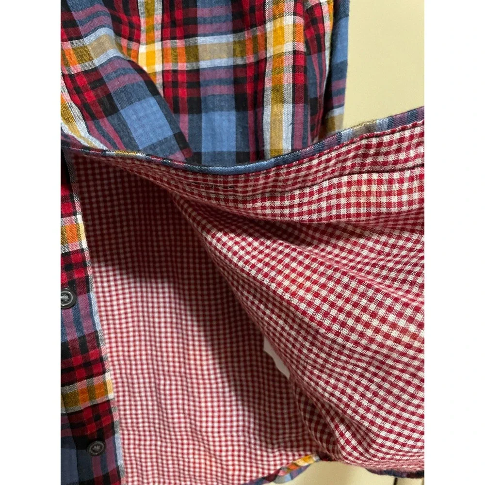Banana Republic Mens Standard Fit Plaid Button Down Shirt Blue Red Yellow Size M